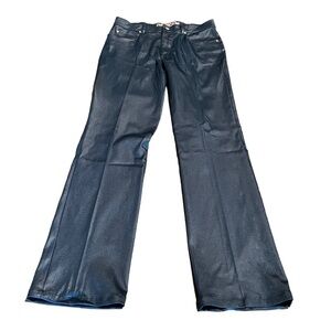 Body Waves Blue Stretchy Shiny Faux Leather Straight Leg Pant Size 9